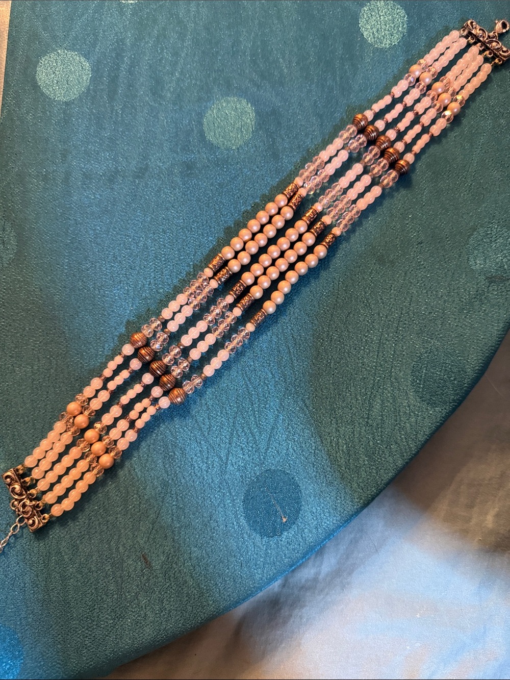 Multi-Strand Pink Beaded choker necklace - Women's Jewelry